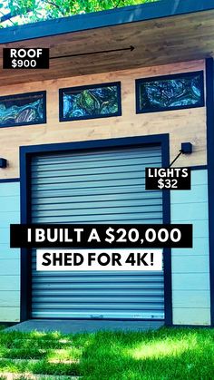 an image of a garage with the price tag for $ 20, 000 on it