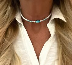 Beaded Choker/beach Choker/mother of Pearl - Etsy Diy Choker Necklace, Collar Hippie, Girls Choker, Pearl Necklace Choker, White Choker, Turquoise Choker, Shell Choker, Surfer Necklace, Necklace Ideas