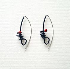 Contemporary earrings Rubber jewelry Long earrings Unusual jewelry Modern earrings Black earrings St Contemporary Earrings, Unusual Earrings, Unusual Jewelry, Modern Necklaces, Original Jewelry, Black Earrings, Earrings Black, Earrings Statement, Earring Hooks