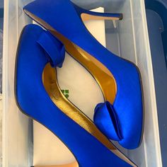 Something Blue!!! Perfect Wedding Shoes!! Brand New Never Worn Kate Spade Pumps Shoes Shoe. These Are Beautiful And Pristine Condition. Comes With Shoe Cart Dust Bag Carrying For Travel. Beautiful Bright Royal Blue Color Is Stunning! These Shoes Are Luxury, The Material Is A Satin And They Are Leather Soles. High Quality And Comfortable By Kate Spade. Elegant Royal Blue Heels For Evening, Heels Blue Royal, Elegant Royal Blue Evening Heels, Blue Court Shoes With 4-inch Heel For Party, Chic Royal Blue High Heels, Royal Blue Pumps, Royal Blue Heels, Royal Blue Shoes, Perfect Wedding Shoes