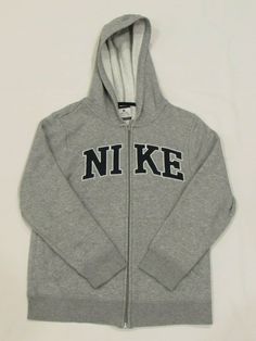 This is a fixed price auction for a BOYS’ NIKE FULL ZIP HOODIE SWEATSHIRT, GREY, SIZE SMALL.   Boys’ Nike Full Zip Hoodie Sweatshirt, Size Small   ·        This boy’s clothing item is in great condition! ·        I cold wash all of my clothes and air dry them (they have never seen the inside of dryer so there is no shrinkage).  ·        From a pet-free and smoke-free home! &nbs College Gray Fleece Hoodie, Gray Fleece Hoodie For College, Nike Hoodie With Letter Print, Nike Fleece Hoodie With Logo Print, Nike Hoodie With Logo Print For Fall, Nike Long Sleeve Hoodie With Logo Print, Nike Cotton Sweats For Winter, Athletic Heather Hoodie For College In Winter, Gray College Sweatshirt With Drawstring Hood