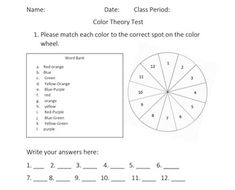 the color wheel worksheet for students to learn how to write numbers and colors