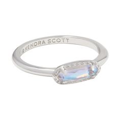 Kendra Scott Emma Rhodium Over Brass Band Ring - Dichroic Glass 7 Kendra Scott Ring Silver, Cute Silver Rings, Kendra Scott Ring, Xoxo Jewelry, Kendra Scott Silver, Jewelry Kendra Scott, Korean Jewelry, Everyday Ring, Brass Band