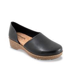 Softwalk-Addie Slip-On You'll never have to sacrifice classy style for comfort when you've got the Soft Walk Addie slip-on. Side cut-outs bring a modern touch to the leather slip-on, improved with a molded high-bouncing footbed for cushiony comfort. Comfortable Workwear Slip-ons With Arch Support, Modern Workwear Slip-ons With Ortholite Insole, Workwear Faux Leather Slip-ons With Flat Heel, Flat Heel Slip-ons With Leather Footbed For Work, Black Clogs With Leather Footbed For Work, Workwear Slip-on Clogs With Removable Insole, Modern Clogs With Cushioned Footbed For Work, Cushioned Slip-on Slip-ons For Work, Workwear Slip-ons With Removable Insole