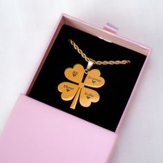 ✨Introducing our stunning Personalized Name Necklace, a delightful fusion of elegance and sentimentality. Crafted with meticulous attention to detail, this exquisite necklace features a charming clover design adorned with your chosen name, creating a timeless piece that's as unique as the lucky recipient. ✨Each necklace is expertly crafted using high-quality materials, including 14K gold-plated stainless steel, ensuring durability and lasting beauty. The delicate clover pendant is complemented b Name Necklace Gold, Clover Design, Clover Pendant, Gold Name Necklace, Clover Necklace, Perfect Gift For Her, Gold Plated Chains, Name Necklace, Necklace Gold