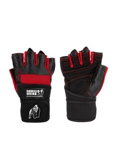 a pair of black and red boxing gloves on a white background with the logo gorilla