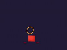 a red object with a yellow ring on it's end in the middle of a dark blue background