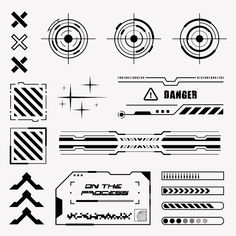 various types of lines and arrows are shown in this graphic art work, with the words danger on them