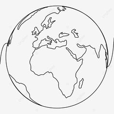 a black and white drawing of the earth