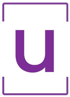 the letter u is purple and has a white background with a blue rectangle around it