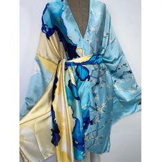 All Inclusive Kimono (Short) Silk V-neck Summer Robe, Summer Silk Kimono Flowy Fit, Summer Silk Wrap Kimono, Flowy Silk Kimono For Summer, Flowy Silk Summer Kimono, Elegant V-neck Kimono For Spring, Silk Summer Robe With Kimono Sleeves, Silk Robe With Kimono Sleeves For Summer, Summer Silk Kimono With Open Front