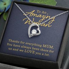 To An Amazing Women Heart Necklace Gift-[product type] Love You A Lot, Thanks For Everything, Heart Melting, Luxury Boxes, Forever Love, Love Necklace, Stone Pendant, Necklace Gift, Stone Pendants