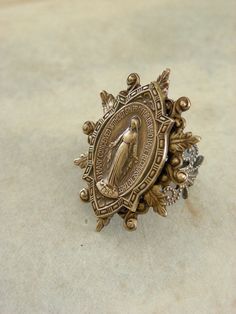 Ring - Blessed Virgin Mary Vintage Brass Adjustable - Handmade on Etsy, £23.08 Handmade Vintage Jewelry For Anniversary, Antique Handmade Rings Perfect As Gifts, Antique Handmade Rings For Gift, Antique Handmade Rings As Gifts, Vintage Handmade Ring Jewelry, Handmade Vintage Ring Jewelry, Handmade Adjustable Vintage Jewelry, Antique Jewelry Ring With Antique Finish, Vintage Jewelry With Antique Finish As Gift