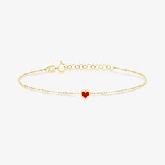 Stylish red heart bracelet would make a bold statement of love for your loved ones, including yourself. Shop bestselling 14k gold initial necklaces. Gold Bracelet With Adjustable Chain For Valentine's Day Gift, Elegant 14k Gold Bracelets For Valentine's Day, Delicate 14k Gold Bracelets For Valentine's Day, Adjustable Yellow Gold Chain Bracelet For Valentine's Day, Elegant Red Chain Bracelet For Gift, Minimalist Adjustable Chain Bracelet For Valentine's Day, Minimalist 14k Gold Jewelry For Valentine's Day, Dainty Yellow Gold Chain Bracelet For Valentine's Day, 14k Gold Bracelet As Gift