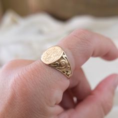 Discover a little signature love with this 10k antique solid gold original vintage signet ring from the late 1800s. In the original signet ring design this beauty is timeless - traditionally representing the confirmation of personal identity, dating back to the Romans, this ring features intricate family initials which we believe to be SAB or LAS. This sweet antique ring with remind you to always love yourself for who you are * Size 9 * 10k solid gold * can be resized * Item is available for lay Classic Formal Signet Ring With Initials, Antique Engraved 14k Gold Ring For Formal Occasions, Formal Engraved 14k Gold Signet Ring, Classic 14k Gold Engraved Ring With Intricate Design, Classic Signet Ring With Initials, Timeless Formal Signet Ring With Initials, Classic Yellow Gold Signet Ring With Initials, Vintage Gold Engraved Signet Ring, Antique 14k Gold Initial Ring