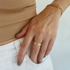 Our initial signet ring is an everyday staple, personalized. It is the perfect piece to showcase yourself or someone you love. This ring is designed with an etched gold band and an initial centerpiece. - Handmade to order - 14k gold filled Gold Band, Signet Ring, Stacking Rings, Custom Rings, Gold Bands, Beautiful Rings, Customized Gifts, Solid Gold, Gold Filled