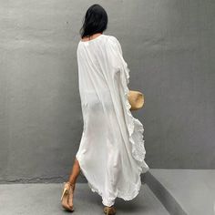 F00149888-100 Chic White Maxi Dress For Beach, Chic White Maxi Dress For The Beach, Spring Tunic Dress For Beach Party, Spring Beach Party Tunic Dress, Bohemian Ruffle Maxi Dress For Beach Cover-up, Bohemian Maxi Dress With Ruffles For Beach Cover-up, Breezy Boho Dress For Brunch, Bohemian Ruffled Maxi Dress Beach Cover-up, Bohemian Ruffled Maxi Dress For Beach