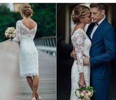 the bride and groom are posing for pictures