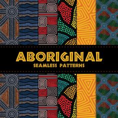 the front cover of an african print book with different colors and patterns on it, including black