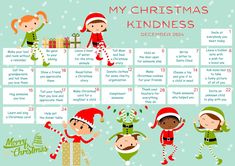 a christmas calendar with kids dressed as elves