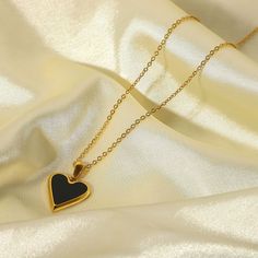 14k Gold Plated Heart Shaped Pendant Necklace, Minimalist Cable Link Necklace -New - Comes In A Jewelry Box. Minimalist Design, Easy To Pick Off, And Comfortable To Wear. Please Check My Other Jewelry Listings For More Option. Chains Type: Cable Chain 14k Gold Plated Style: Fashion Material: Stainless Steel, Design: Plating Black Tarnish-resistant Charm Necklace As Gift, Black Necklace With Adjustable Chain For Valentine's Day, Minimalist Open Heart Tarnish Resistant Necklace, Elegant Black Double Heart Necklace, Elegant Black Open Heart Necklace, Black Heart Pendant Necklace With Adjustable Chain, Black Heart Pendant Necklace With Clavicle Chain, Black Heart Necklace With Adjustable Chain, Minimalist Gold Necklace With Black Enamel