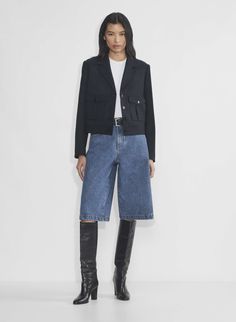 ADELAIDE JACKET Sweat Vest, Adidas Bags, Jeans Jumpsuit, Dark Night, Notched Collar, Twill Fabric, Zip Sweater, Dress Suits, Denim Shirt