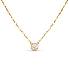 0.70 Classic diamond pendant set in 18K yellow goldCenter Diamond: 

Weight: 0.60
Shape: Round
Color: H
Clarity: SI2

Side Stones:

0.10 Carat micro pave setting

The pendant design can be customized to suit your particular taste &amp; budget with any Size, Color &amp; Clarity Combination of Certified Natural Diamond or Gemstone in 14/18K gold or Platinum. I offer a Free virtual Consultation from the comfort of your home. So you can personally get to know me, and in which I will give you Virtual Consultation, Diamond Pendant Set, Diamond Pendant Sets, Gold Link Chain, Pave Pendant, Halo Pendant, Orange Sapphire, Feather Pendant, Diamond Star