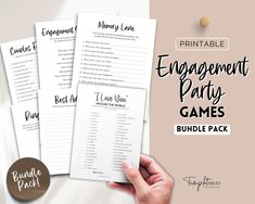 printable engagement party games bundle pack