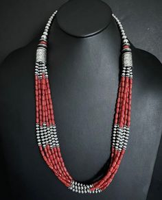 Sterling Silver Multi Strand Red Bamboo Coral Bead Necklace 30 Inch Red Bamboo, Coral Beads Necklace, Bamboo Coral, Coral Beads, Multi Strand Necklace, Strand Necklace, Multi Strand, Bead Necklace, Sterling Silber