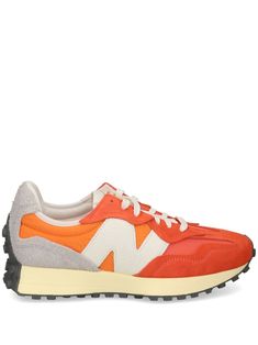 orange leather mesh panelling logo print to the side round toe front lace-up fastening branded insole rubber sole These styles are supplied by a premium and authenticated sneaker marketplace. Stocking only the most sought-after footwear, they source and curate some of the most hard to find sneakers from around the world. New Balance Orange, Orange Sneakers, Pretty Shoes Sneakers, New Balance 327, Orange Shoes, Reebok Club C, Balenciaga Triple S, Orange Leather, Nike Air Max 97