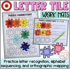 the letter tiles work mats are made with letters and numbers to help students learn how to use