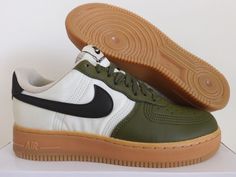 Green Nike Air Force 1 Low-top With Gum Sole, Green Low-top Nike Air Force 1 For Sports, Green Low-top Nike Air Force 1 Sporty Shoes, Sporty Green Low-top Nike Air Force 1, Green Low-top Nike Air Force 1 For Streetwear, Air Force Women, Air Force One Shoes, New Nike Air Force, Personalized Shoes