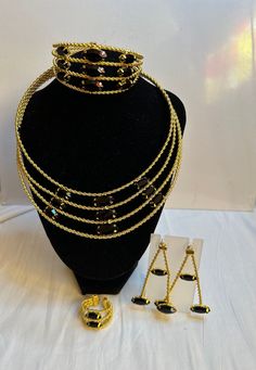 Nigerian bridal wedding gold-plated jewelry set. Necklace, earrings, bracelets and adjustable ring. Costume jewelry,Women gold color jewelry set, Jewelry for all events type. Fashion jewelry  Jewelry Set include: Necklace, earrings, bracelets, ring. Material: gold plated, copper  No refund/ no exchange/No Returns  Kindly allow a difference of the picture/pattern of your item(s) between the real-life image and the photographic image on the website. Life Image, Bracelets Adjustable, Wedding Gold, Color Jewelry, Set Jewelry, Set Necklace, Ring Women, Jewelry Women, Wedding Jewelry Sets