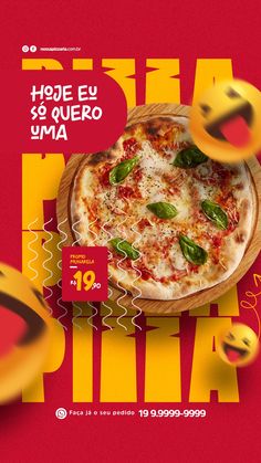 a pizza advertisement with an image of a pizza on it