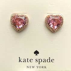 Questions? Leave A Comment Below! Heart Stud Earrings, Kate Spade Jewelry, Spade Jewelry, Heart Studs, Heart Earrings Studs, Pink Gold, Candy Cane, My Love, Pink And Gold