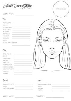 This make-up face chart has been designed for all pro make-up artists and beauty enthusiasts who would like to use them for clients when booked for a bridal make-up trial or prepping/designing for an upcoming event or merely just to practice on. This product is a digital product which is printable and can be edited on Canva where you can make it your own: - Add your company logo - Play around with colours - Play around with different fonts Blank Face Chart, Mac Face Charts, Makeup Consultation, Blank Face, Makeup Masterclass, Makeup Charts, Makeup Artist Kit, Makeup Trial, Face Template