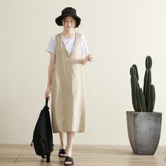 simplelinenlife-Linen-casual-summer-long-women-dresses Casual Solid Color Sundress For Spring, Casual Sundress For Spring, Casual Solid Linen Summer Dress, Casual Spring Linen Dress, Casual Cotton Sleeveless Dress, Casual Beige Sleeveless Summer Dress, Casual Sleeveless Beige Dress For Summer, Casual Linen Beach Dress, Casual Spring Sleeveless Dress In Solid Color