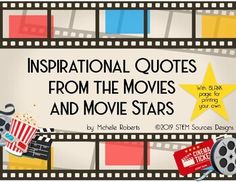 a movie strip with the words inspirational quotes from the movies and movies stars on it