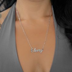 Personalize your own necklace with your name, or surprise them with the perfect personalized gift. Ice Names, Name Necklace Silver, Personalized Pendant, Never Fade, Waterproof Jewelry, Rose Gold Metal, Plate Design, Rose Gold Necklace, Stainless Steel Jewelry