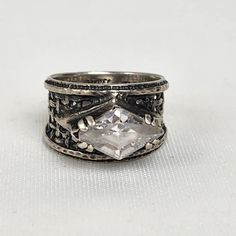 See last photo for length or size measurements, compare our measurements to something in your jewelry box to know if this piece will work for you. ❤Please check out my other listings❤   ️I'm available for questions 📫 All orders are shipped within 24 hours Mon-Fri ✨Fashion is our armor, dress well and face the world confident✨ Vintage Cubic Zirconia Ring Stamped 925, Vintage Cubic Zirconia Jewelry Stamped 925, Vintage Silver White Topaz Jewelry, Vintage Sterling Silver Diamond Ring With Vs Clarity, Armor Dress, Dress Well, Drawing Stuff, Shiny Things, Filigree Ring