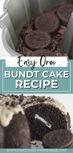 an easy oreo bundt cake recipe that is ready to be baked in the oven