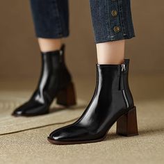 Trendy Fall Chelsea Boots With Block Heel, Fall Chelsea Boots With Stacked Heel And Square Toe, Block Heel Moto Boots For Fall Workwear, Trendy Block Heel Chelsea Boots For Fall, Black Chelsea Boots With Stacked Heel And Square Toe, Square Toe Moto Boots For Winter Workwear, Chic Square Toe Chelsea Boots For Winter, Winter Workwear Moto Boots With Square Toe, Sleek Block Heel Boots For Fall