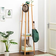 Coat rack stand overall size 168x40x40cm. Load-bearing capacity up to 220lb total. Free Standing Coat Rack, Coat Rack With Storage, Bamboo Clothes, Tree Coat Rack, Bamboo Shelf, Hat Stand, Wooden Coat Rack, Standing Coat Rack, Coat Stand