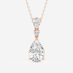 A celebration of smooth curves and sharp edges, this hinged pear shape diamond pendant radiates with effortless elegance. A solitaire lab grown pear shaped diamond creates a beautiful reflection against a smaller pear shaped and round diamond, promoting the elongating effect of this refined shape. Style this pendant on its own for a subtle sparkle or make it the most beautiful part of your layered look. Pear Shaped Diamond Necklace, Shine Jewelry, Pear Pendant, Fashion Pendant, Pearl And Diamond Earrings, Ethical Jewelry, Diamond Chain, Solitaire Pendant, Pear Diamond