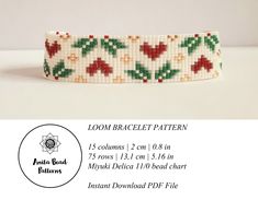 the beaded bracelet pattern is shown with instructions for how to make it