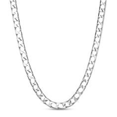 Update your casual or dressy looks when you wear this sleek and sophisticated diamond-cut curb chain necklace. Crafted in solid sterling silver Diamond-cut details add dimension and depth to the 4.9mm-wide curb chain links. Wear this design solo for a classic look or layered with other pendants and chains for a more unique style. This 22.0-inch necklace secures with a lobster claw clasp. Cheap Silver Necklace With Curb Chain, Sterling Silver Necklace With Curb Chain, Affordable Sterling Silver Curb Chain Necklace, Silver Stainless Steel Necklace With Curb Chain, Sterling Silver White Curb Chain Necklace, Silver Diamonds, Chain Link, Classic Looks, Unique Style