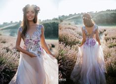 24 Colors Lavender Dream 3D Lace Tulle Flower Bridal Dress 2 Pieces, Botanical Floral Wedding Dress - Etsy White And Purple Wedding Dress, Blush Tulle Dress, Silk Cami Dress, Slip Wedding Dress, Rustic Wedding Gowns, Flower Tulle, Transparent Dress, Floral Wedding Dress, Tulle Flowers