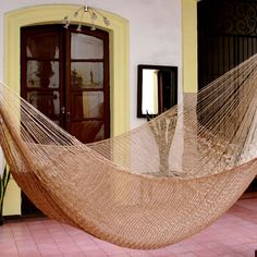 NOVICA - Metallic Copper Brown Nylon Hand Woven Mayan Rope 2 Person XL Hammock, 'Glowing Bronze' (double) Outdoor Hammock Bed, Tree Hammock, Rope Hammock, Outdoor Hammock, Double Hammock, Plywood Furniture, Beach Gardens, Hammock Chair, Pool Patio