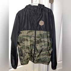 New!!!! Never Worn, Green Camouflage And Black With A Brown Patch. Not Nike Brand, Just Need To List It. Fall Military Windbreaker For Hiking, Military Style Fall Windbreaker For Hiking, Military Style Windbreaker For Fall Hiking, Fall Camouflage Techwear Outerwear, Camouflage Long Sleeve Windbreaker For Outdoor, Nike Black Outerwear For Hiking, Camouflage Techwear Outerwear For Outdoor, Nike Techwear Outerwear For Hiking, Black Military Style Outerwear For Outdoor