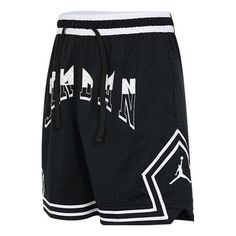 Air Jordan Dri-fit Sport Shorts 'Black' FD5958-010 Black Fitted Cotton Athletic Shorts, Fitted Black Cotton Athletic Shorts, Black Bottoms With Letter Print, Black Cotton Athletic Shorts For Sports, Black Cotton Sports Bottoms, Black Cotton Athletic Shorts For Training, Black Breathable Bottoms With Short Leg, Black Bottoms With Letter Print In Short Length, Black Bottoms With Letter Print Short Length